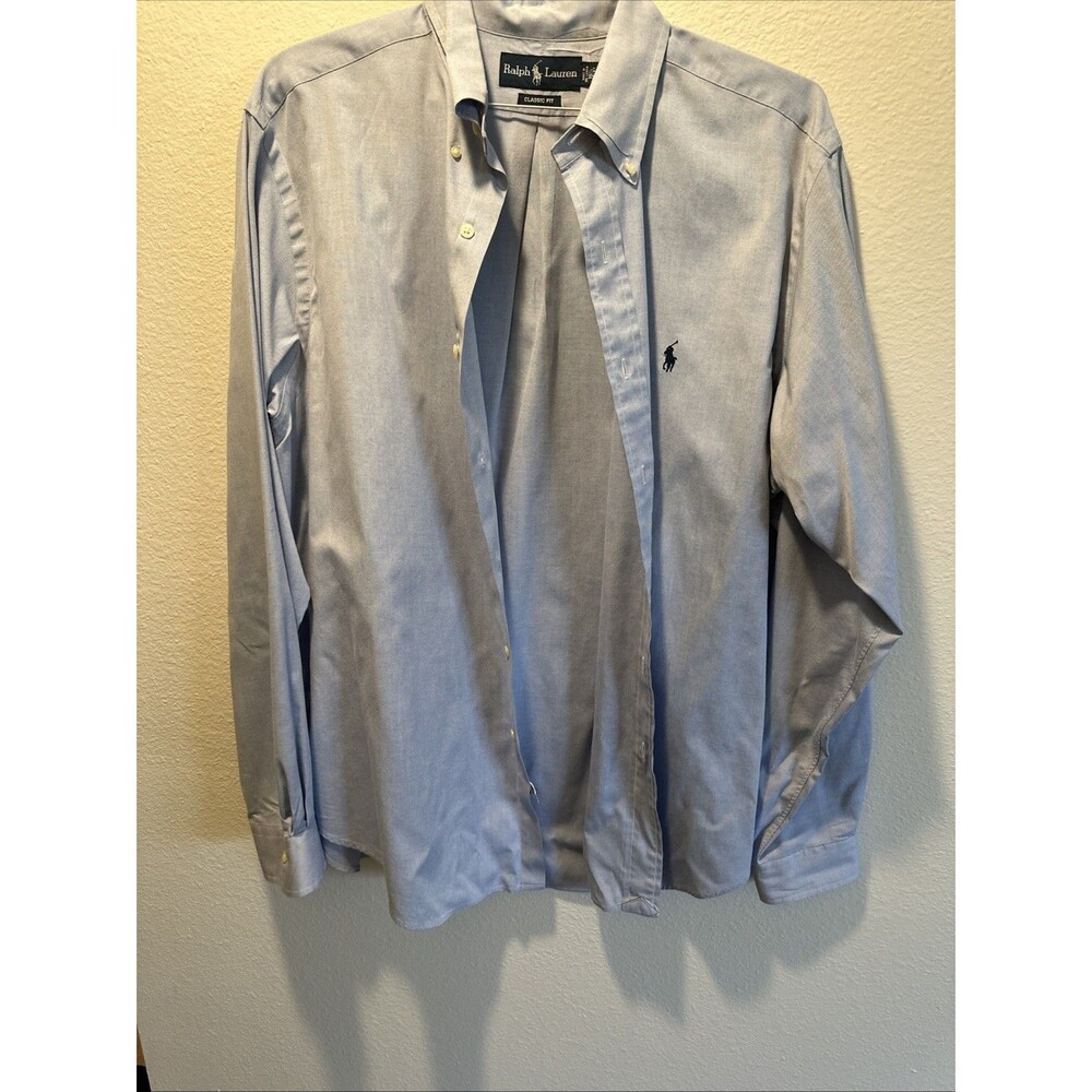 Ralph Lauren Men’s Button Down Dress Shirt Blue Long Sleeve Classic Fit 16.5